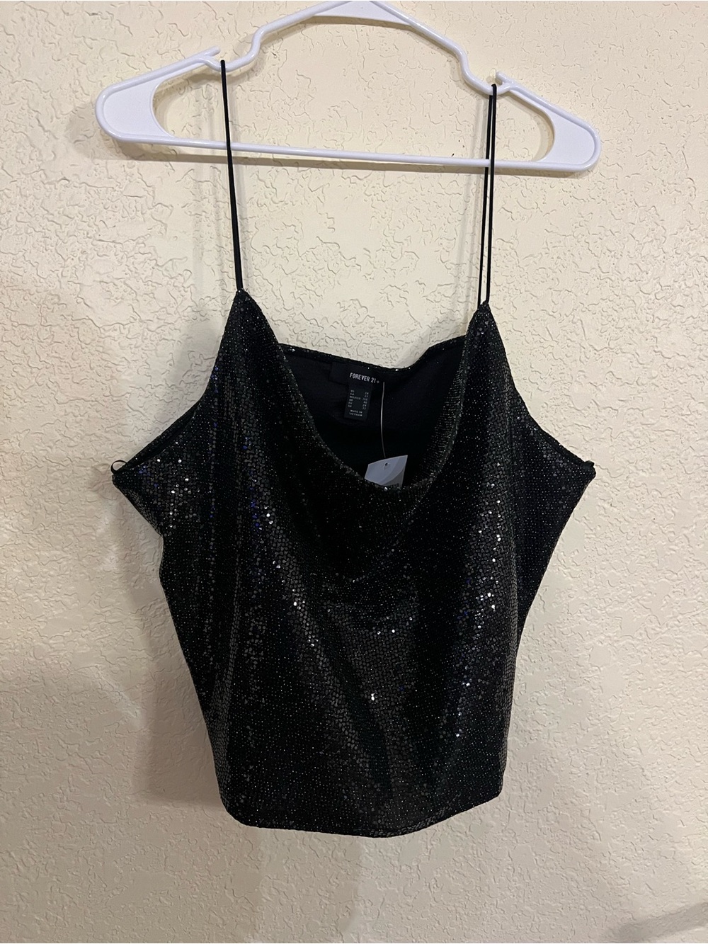 Forever 21 Black Sequin Cowl Camisole